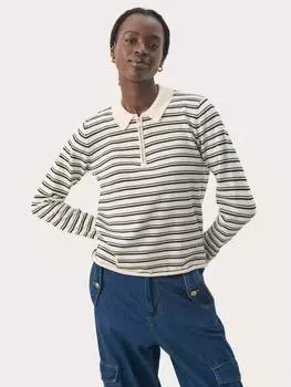 Рубашка поло из чистого органического хлопка в полоску putu Part Two, цвет Dark Navy Stripe