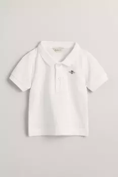 Рубашка-Поло из детского пике со щитком Gant, белый