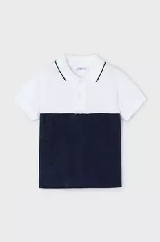 Рубашка-поло из детской шерсти Mayoral, темно-синий