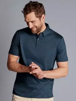Рубашка поло из джерси с коротким рукавом Charles Tyrwhitt, бензин синий