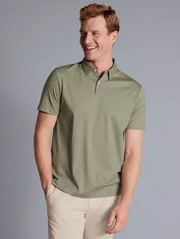 Рубашка-поло из джерси с короткими рукавами Charles Tyrwhitt, зеленый шалфей
