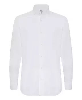 Рубашка поло из джерси с воротником для боулинга и классическим кроем Boggi Milano, белый