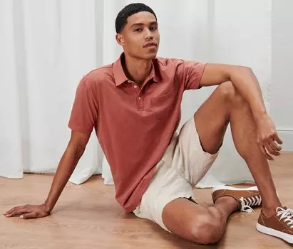 Рубашка-поло из джерси Tchibo, терракотовые цвета