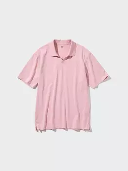 Рубашка поло из хлопчатобумажного джерси airism шкиперский воротник Uniqlo, розовый