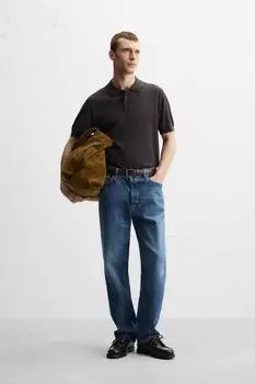 Рубашка поло из хлопчатобумажного трикотажа с лиоцеллом ZARA, цвет Chocolate brown