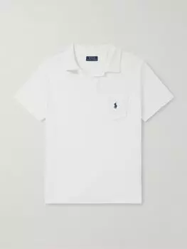 Рубашка-поло из хлопчатобумажной махровой ткани с вышитым логотипом POLO RALPH LAUREN, белый
