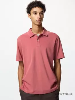 Рубашка-Поло из хлопка airism пике Uniqlo, цвет 13 красный