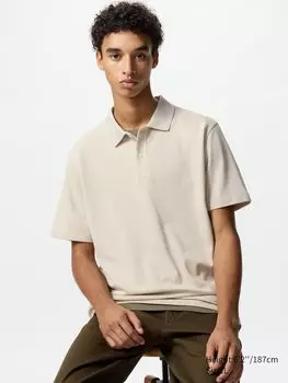 Рубашка-Поло из хлопка airism пике Uniqlo, цвет 31 бежевый