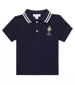 Рубашка-поло из хлопка baby polo bear Polo Ralph Lauren Kids, синий