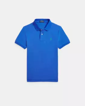 Рубашка поло из хлопка для мальчиков с кроем Slim Fit Polo Ralph Lauren, синий