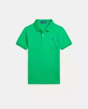 Рубашка поло из хлопка для мальчиков с кроем Slim Fit Polo Ralph Lauren, зеленый