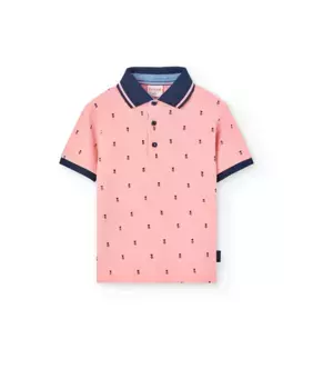 Рубашка поло из хлопка для мальчиков с фантазийным принтом Boboli, цвет Rosa