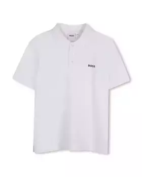 Рубашка поло из хлопка для мальчиков с логотипом на спине BOSS Kidswear, белый