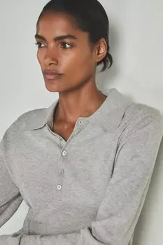 Рубашка поло из хлопка и кашемира Reiss | s Les 100 Ciel, серый