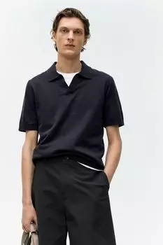 Рубашка-Поло из хлопка и льна Arket, синий