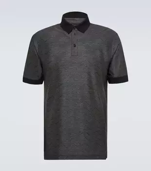 Рубашка-поло из хлопка и шелка Giorgio Armani, серый