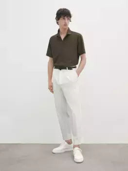 Рубашка поло из хлопка из микро-саржи с коротким рукавом Massimo Dutti, хаки