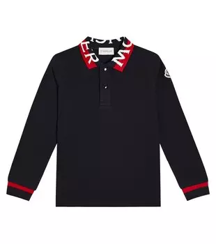 Рубашка поло из хлопка Moncler Enfant, синий