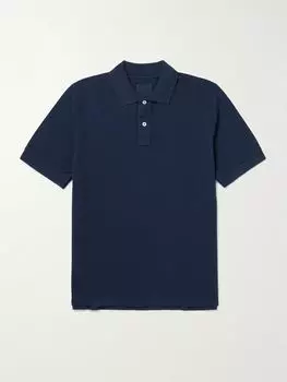 Рубашка поло из хлопка-пике DRAKE'S, темно-синий