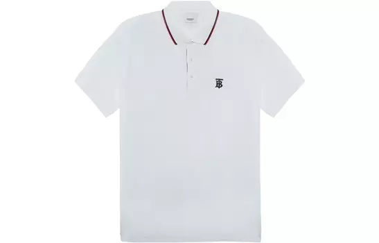 Рубашка-поло из хлопка пике с монограммой, белая Burberry