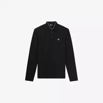 Рубашка-поло из хлопка с длинными рукавами и вышитым логотипом The Kooples, черный