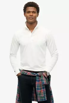 Рубашка поло из хлопка с длинными рукавами и пике Superdry, белый