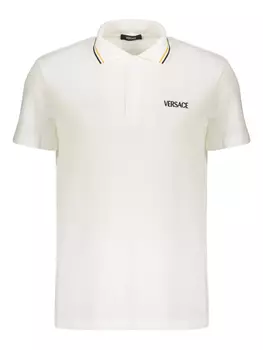 Рубашка-поло из хлопка с коротким рукавом Versace, белый