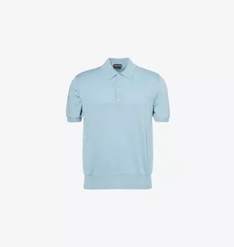 Рубашка-Поло из хлопка с короткими рукавами и классическим кроем Tom Ford, цвет lapis