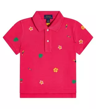 Рубашка-поло из хлопка с вышивкой Polo Ralph Lauren, розовый