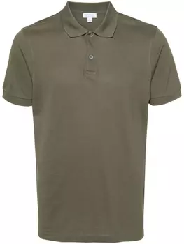 Рубашка-поло из хлопка Sunspel, зеленая