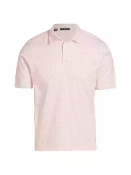 Рубашка-поло из хлопка узкого кроя с веером Saks Fifth Avenue, ярко-розовый