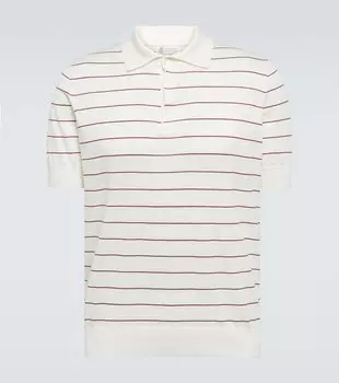 Рубашка-поло из хлопка в полоску Brunello Cucinelli, разноцветный