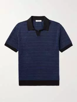 Рубашка-поло из хлопка в полоску Mr P., синий