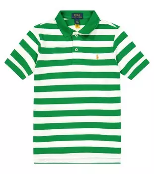 Рубашка-поло из хлопка в полоску Polo Ralph Lauren, зеленый
