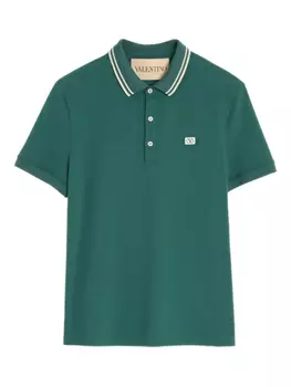 РУБАШКА-ПОЛО ИЗ ХЛОПКОВОГО ПИКЕ С НАШИВКОЙ VLOGO Valentino Garavani, зеленый