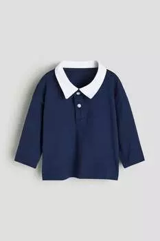 Рубашка-Поло из хлопкового джерси H&M, синий