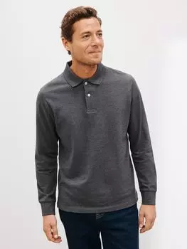 Рубашка поло из хлопкового джерси с длинными рукавами Supima John Lewis, древесный уголь