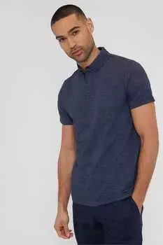 Рубашка-Поло из хлопкового джерси с геометрическим принтом Threadbare, синий