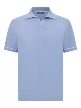 Рубашка-поло из хлопкового крепа Boggi Milano, синий
