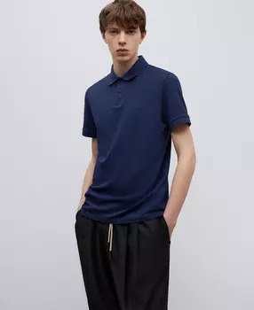 Рубашка-Поло из хлопкового пике Adolfo Dominguez, синий