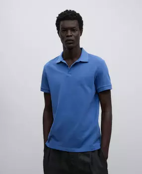 Рубашка-Поло из хлопкового пике Adolfo Dominguez, синий