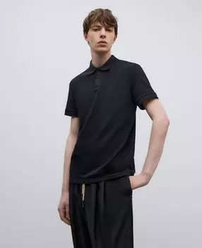 Рубашка-Поло из хлопкового пике Adolfo Dominguez, черный