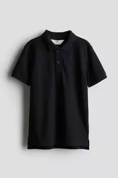 Рубашка-Поло из хлопкового пике H&M, черный