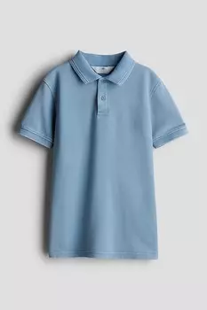 Рубашка-Поло из хлопкового пике H&M, синий