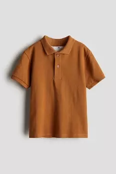 Рубашка-Поло из хлопкового пике H&M, коричневый