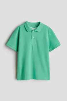 Рубашка поло из хлопкового пике H&M, зеленый