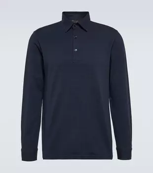 Рубашка-поло из хлопкового пике Loro Piana, синий