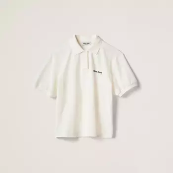 Рубашка-Поло из хлопкового пике Miu Miu, белый