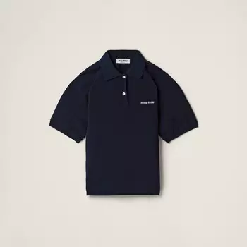 Рубашка-Поло из хлопкового пике Miu Miu, синий