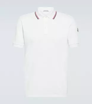Рубашка-поло из хлопкового пике Moncler, белый